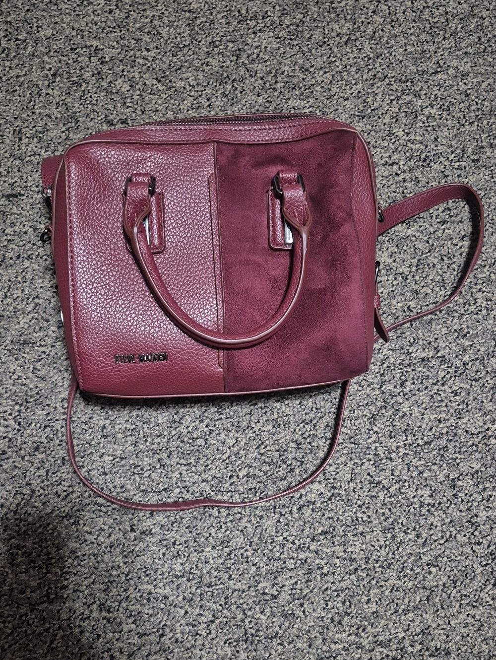 NWOT Steve Madden Wine Dual-Texture Satchel